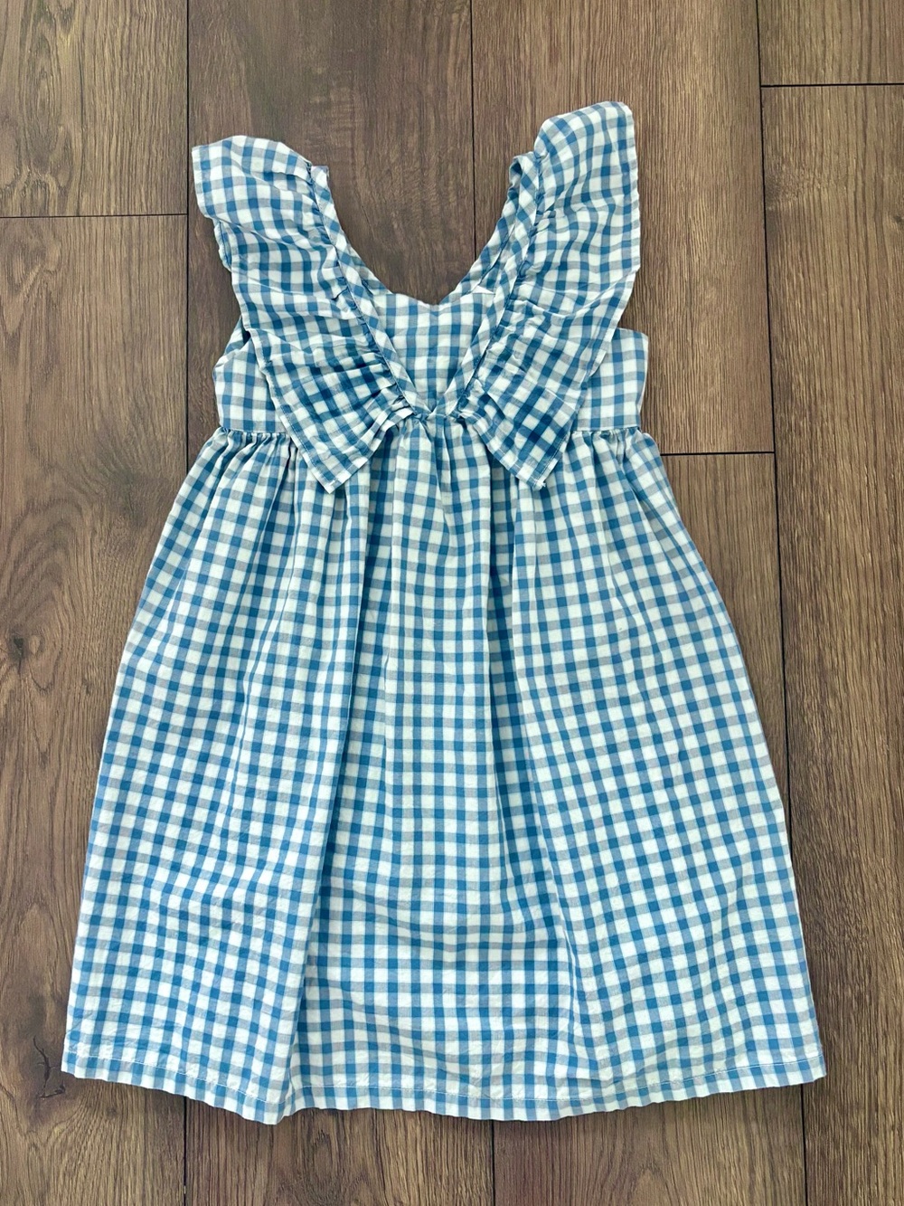 GAP Toddler Blue & White Gingham Ruffle Strap Cotton Sundress